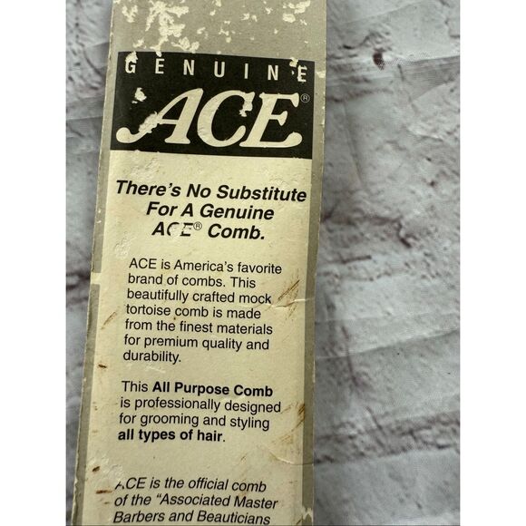Vintage Genuine Ace All Purpose Hair Comb Brown Tortoise Print Retro Barber NEW - Picture 5 of 6
